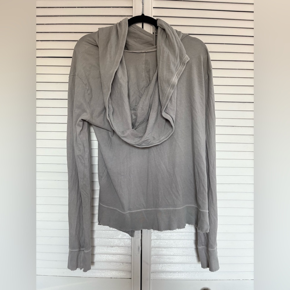 Free People Bond Cardigan Oversized Drape Wrap Hooded Sweater | Gray | Size M - Picture 9 of 15